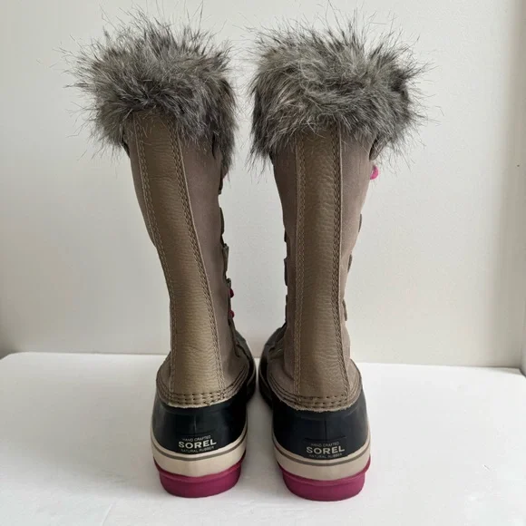 SOREL Joan Of Arctic Faux Fur Lined Suede Pebble Deep Blush Boots Wool Liner 12 - Picture 11 of 14
